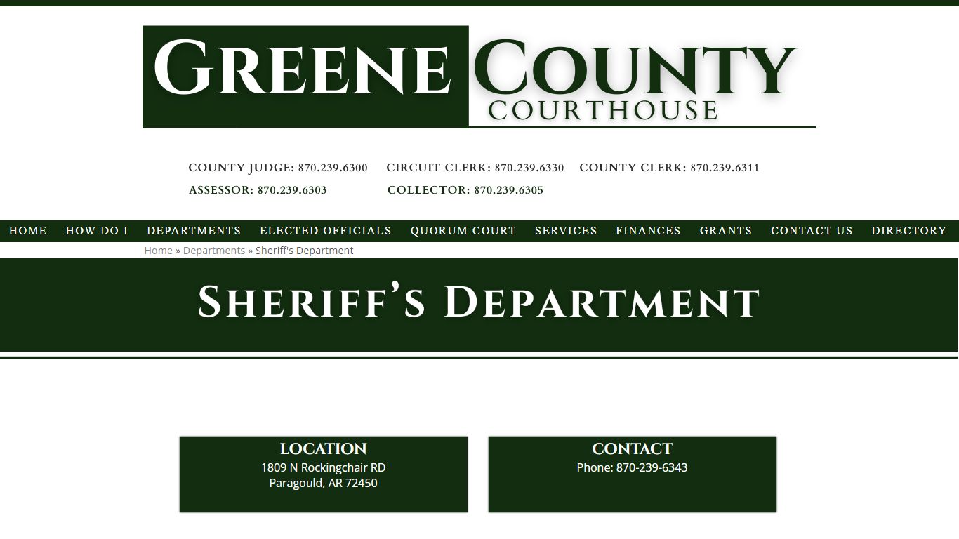 Sheriff's Department | Greene County Courthouse | Paragould, AR